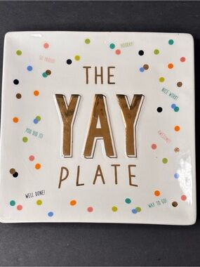 Mudpie “The YAY Plate” Confetti And Celebratory Phrases 8”
